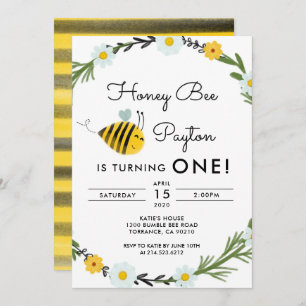 Unsere kleine Hone Bee Erster Geburtstag Einladung