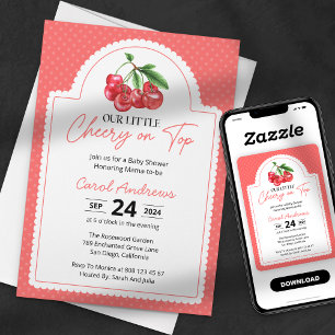 Unsere kleine Kirsche auf dem Baby-Mädchen-Babysho Einladung