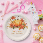 Unsere kleine Kürbis Blumenbrause Baby Dusche Pappteller (Party)