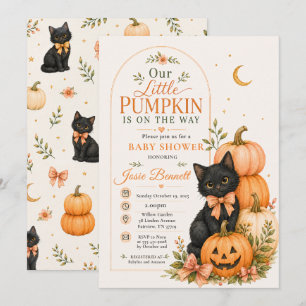 Unsere kleine Kürbis-Halloween-Baby-Party Katze Einladung