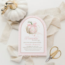 Unsere kleine Kürbis-Rosa-Gingham-Baby-Party
