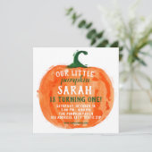 Unsere kleine Kürbis zum Geburtstag Einladung (Stehend Vorderseite)