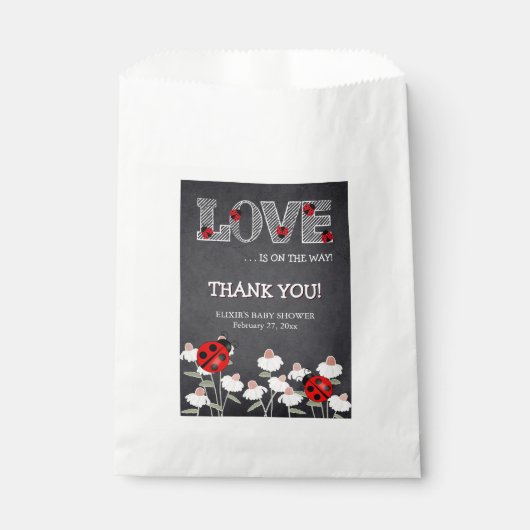 Unsere kleine Liebe Bug Chalkboard Babydusche Geschenktütchen (Vorderseite)