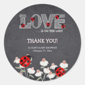 Unsere kleine Liebe Bug Chalkboard Babydusche Runder Aufkleber (Vorderseite)