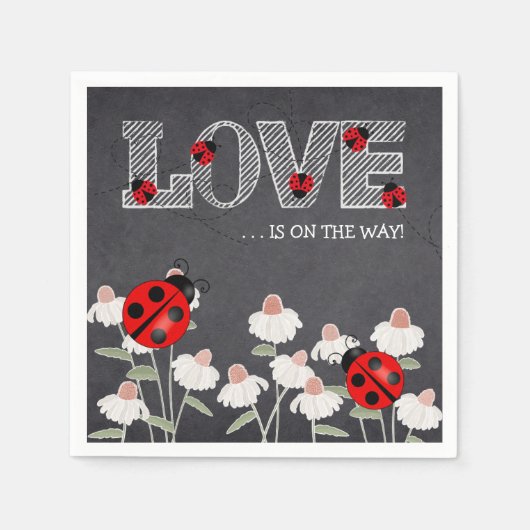 Unsere kleine Liebe Bug Chalkboard Babydusche Serviette (Vorderseite)