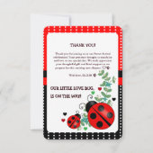 Unsere kleine Liebe Bug Red Black Baby Dusche Dankeskarte (Vorderseite)