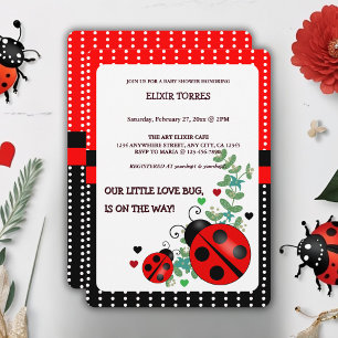 Unsere kleine Liebe Bug Red Black Baby Dusche Einladung