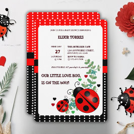 Unsere kleine Liebe Bug Red Black Baby Dusche Einladung