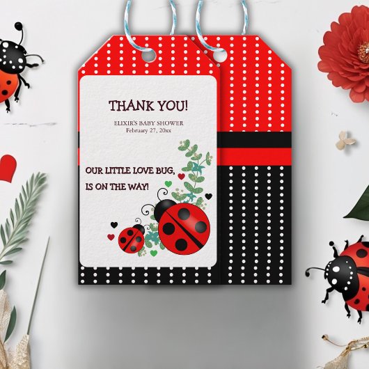 Unsere kleine Liebe Bug Red Black Baby Dusche Geschenkanhänger
