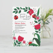 Unsere kleine Liebe-Buschmädchen Rot-Babydusche Einladung (Stehend Vorderseite)