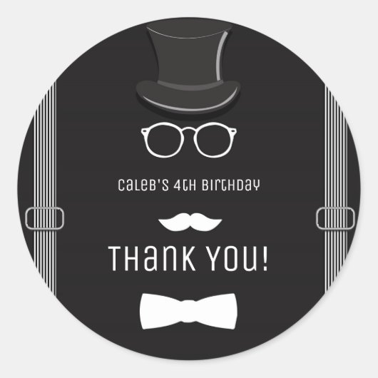 Unsere kleine Mann Hipster Suspendierer Geburtstag Runder Aufkleber (Vorderseite)