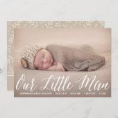Unsere kleine männliche Script-Foto Geburtserkläru Ankündigung (Vorne/Hinten)