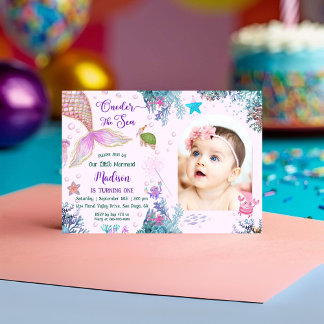 Unsere kleine Meerjungfrau 1. Geburtstag Einladung