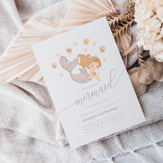 Unsere kleine Meerjungfrau Boho Geburtstagsparty Einladung