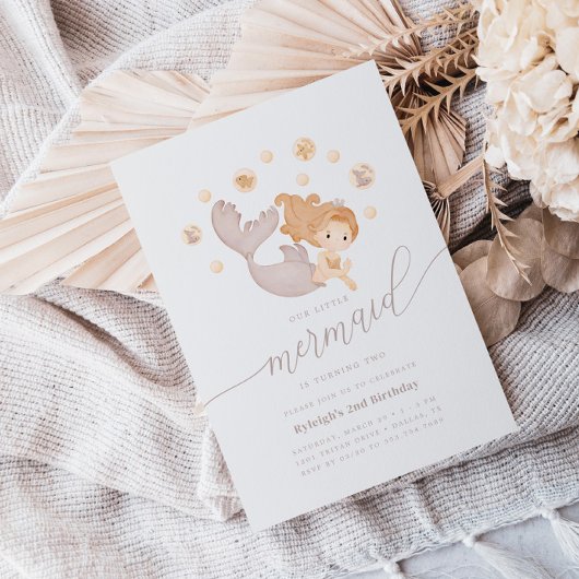 Unsere kleine Meerjungfrau Boho Geburtstagsparty Einladung