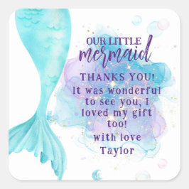 Unsere kleine Meerjungfrau-Foto-Geburtstagspartei Quadratischer Aufkleber