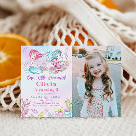 Unsere kleine Meerjungfrau Geburtstagsparty Foto E Einladung