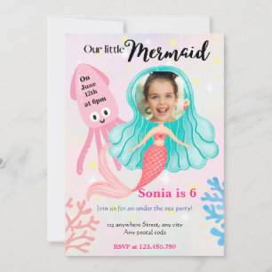 Unsere kleine Meerjungfrau! Unter dem Meer Geburts Einladung