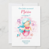 Unsere kleine Meerjungfrau zum Geburtstag Einladung (Vorderseite)