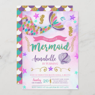 Unsere kleine Meerjungfrau zum Geburtstag Einladung