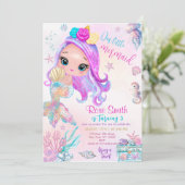 Unsere kleine Meerjungfrau zum Geburtstag Einladung (Stehend Vorderseite)