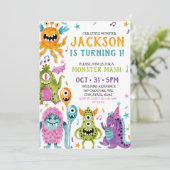 Unsere kleine Monster erste Geburtstagsparty Einladung (Stehend Vorderseite)