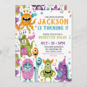 Unsere kleine Monster erste Geburtstagsparty Einladung (Vorne/Hinten)