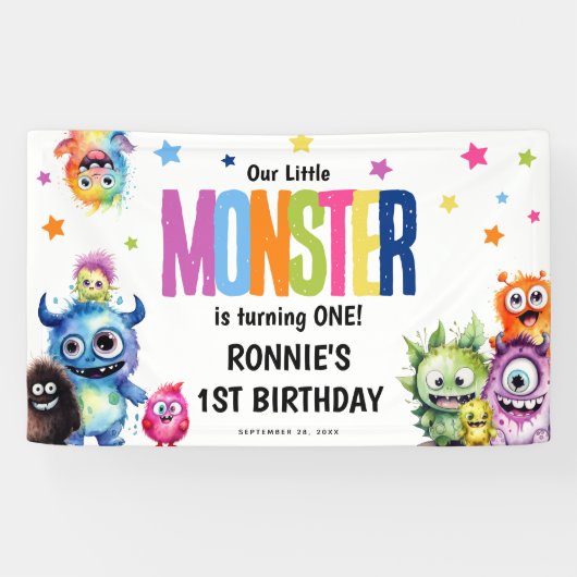 Unsere kleine Monster-Geburtstagsparty Banner (Horizontal)