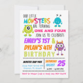 Unsere kleine Monster-Party zum Geburtstag Einladung (Vorderseite)