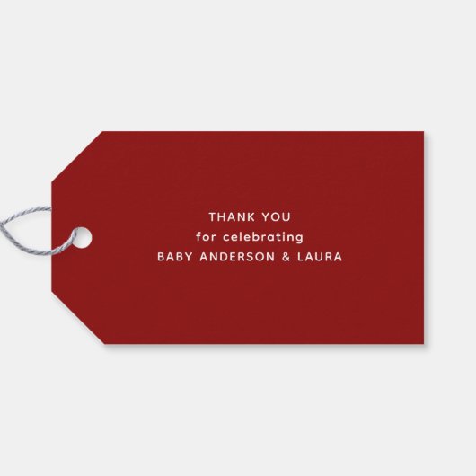 Unsere kleine Mushroom Kariert Baby Dusche Vielen Geschenkanhänger (Rückseite Horizontal)