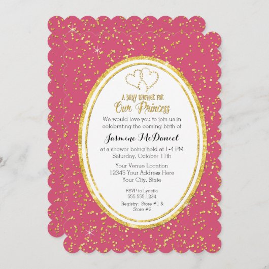 Unsere kleine Prinzessin Bokeh Sparkle Glitzer Con Einladung (Vorne/Hinten)