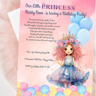 Unsere kleine Prinzessin-Geburtstagsparty Einladung