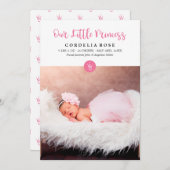Unsere kleine Prinzessin Pink Baby-Ankündigung Ankündigung (Vorne/Hinten)