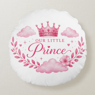 Unsere kleine Prinzessin Pink Crown Baby Mädchen Rundes Kissen