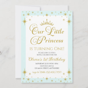 Unsere kleine Prinzessin Royal Gold und Blau Gebur Einladung