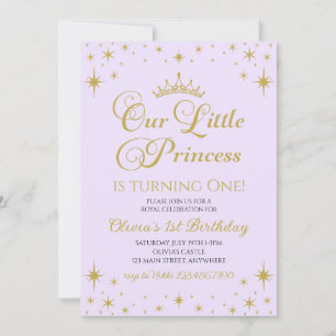 Unsere kleine Prinzessin Royal Gold und lila Gebur Einladung