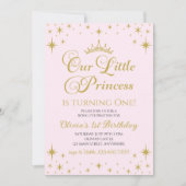 Unsere kleine Prinzessin Royal Gold und Rosa Gebur Einladung (Vorderseite)