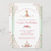 Unsere kleine Prinzessin zum ersten Geburtstag Einladung (Vorne/Hinten)