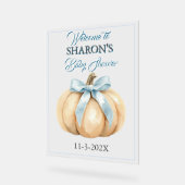 Unsere kleine Pumpkin auf der Way Fall Baby Dusche Acrylschild (Winkel)