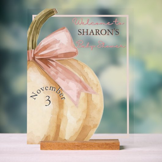 Unsere kleine Pumpkin auf der Way Fall Baby Dusche Acrylschild (Neutral)