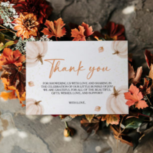 Unsere kleine Pumpkin Baby Dusche Danke Karte