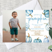 Unsere kleine Pumpkin Blue White Fall Birthday Par Einladung