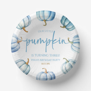 Unsere kleine Pumpkin Blue White Fall Birthday Par Pappteller
