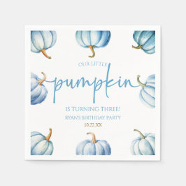 Unsere kleine Pumpkin Blue White Fall Birthday Par Serviette