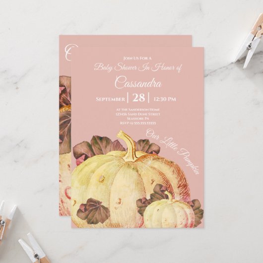 Unsere kleine Pumpkin BOHO Mauve Baby Girl Dusche (Vorderseite/Rückseite Beispiel)