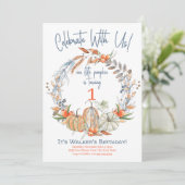 Unsere kleine Pumpkin erste Geburtstagseinladung Einladung (Stehend Vorderseite)