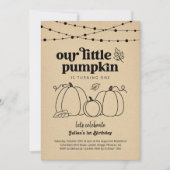Unsere kleine Pumpkin erste Geburtstagsparty Einla Einladung (Vorderseite)