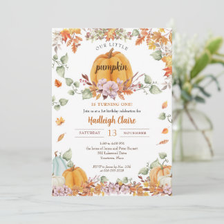 Unsere kleine Pumpkin erste Geburtstagsparty Einladung