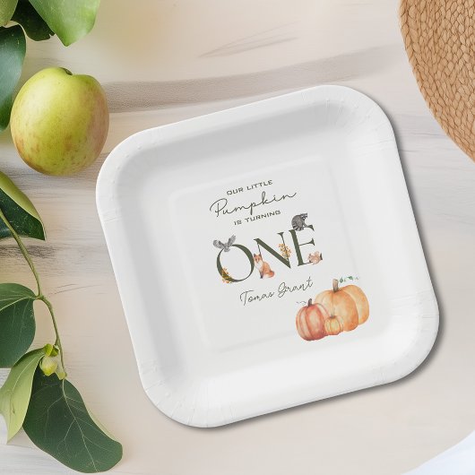 Unsere kleine Pumpkin Fall 1. Geburtstag Papierpla Pappteller