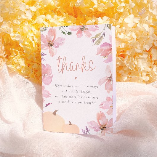 Unsere kleine Pumpkin Floral Baby Dusche Vielen Da Dankeskarte